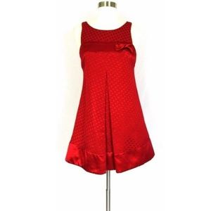 BEBE Dress Red Textured Bow Sleeveless Mini Sz XS